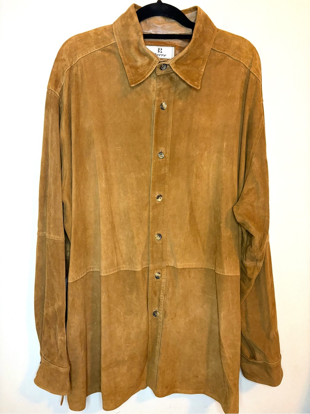 Berre Italy Suede Leather Shirt Jacket Brown Oversized 3XL Vintage